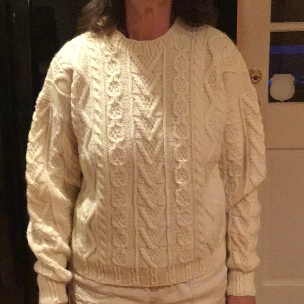 Hand knit, 100% cable knit wool sweater by Talbots